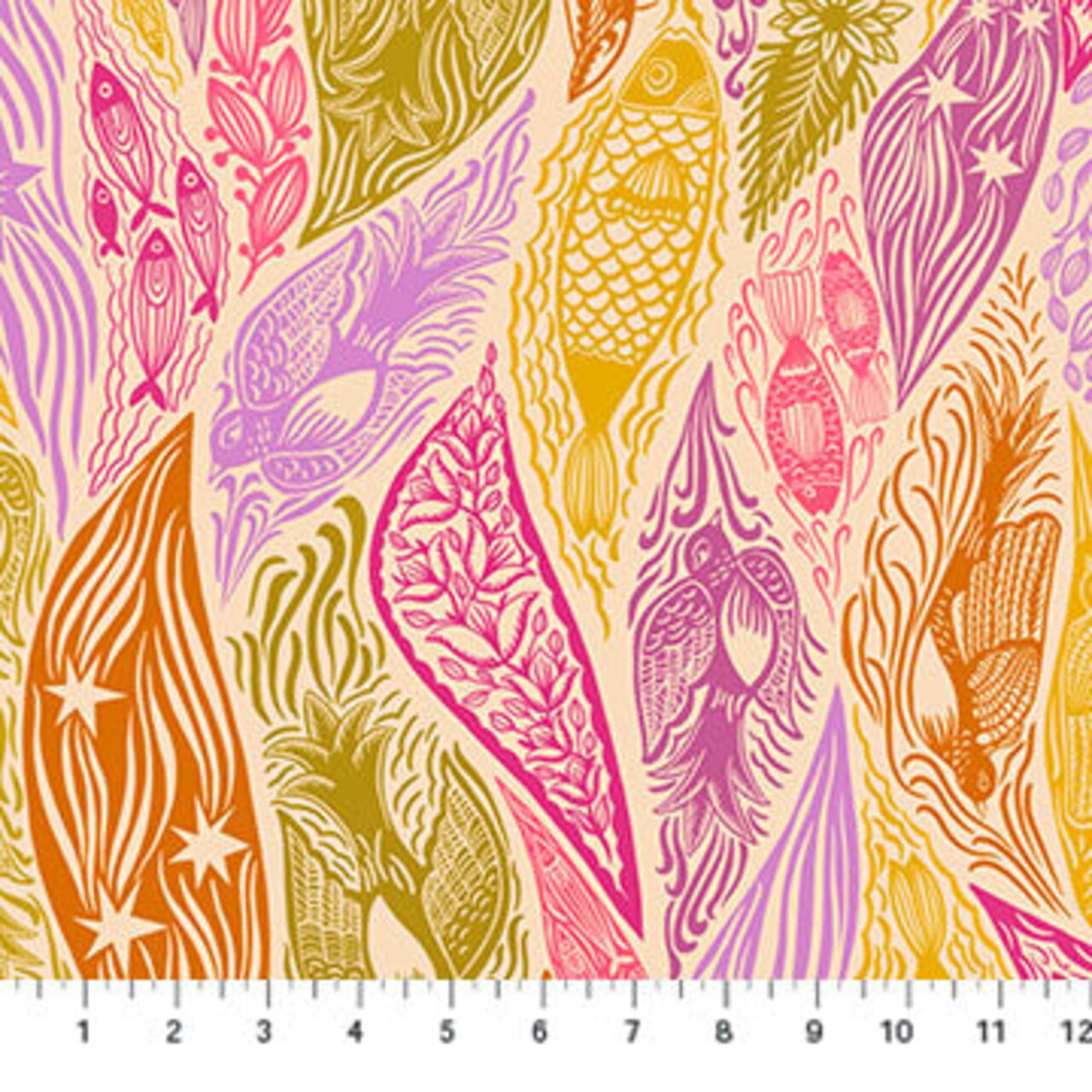 Fabric Northcott Mango Current Shooting Star 108" Wide Back by the Quarter Yard BAMT118-58